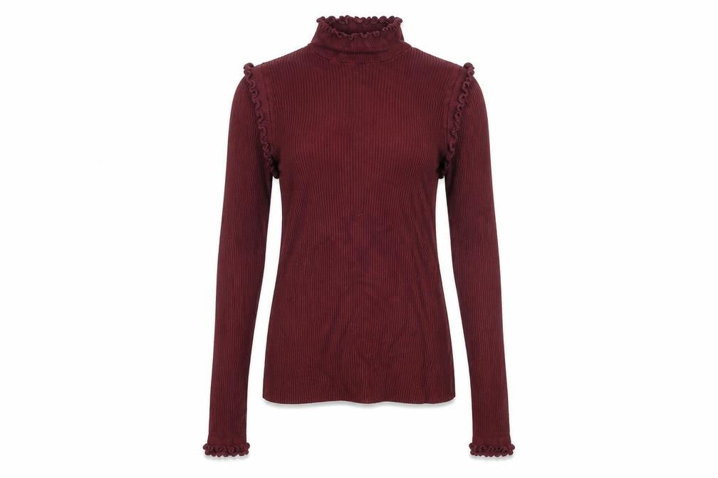 River Island Womens Red Roll Neck Long Sleeve Slim Fit Top Size 6