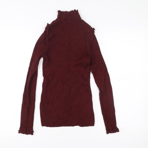 River Island Womens Red Roll Neck Long Sleeve Slim Fit Top Size 6