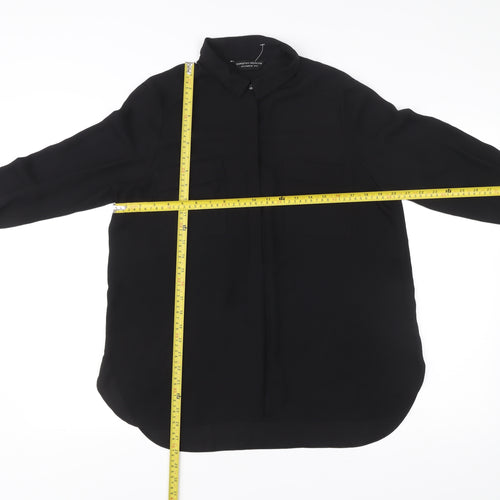 Dorothy Perkins Women Black Size 14 Long Sleeve Collared Blouse
