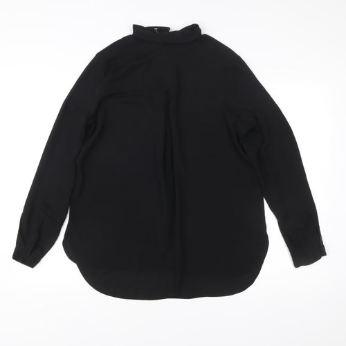 Dorothy Perkins Women Black Size 14 Long Sleeve Collared Blouse