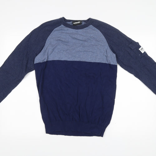 Mckenzie Mens Blue Medium Cotton Crew Neck Pullover Jumper