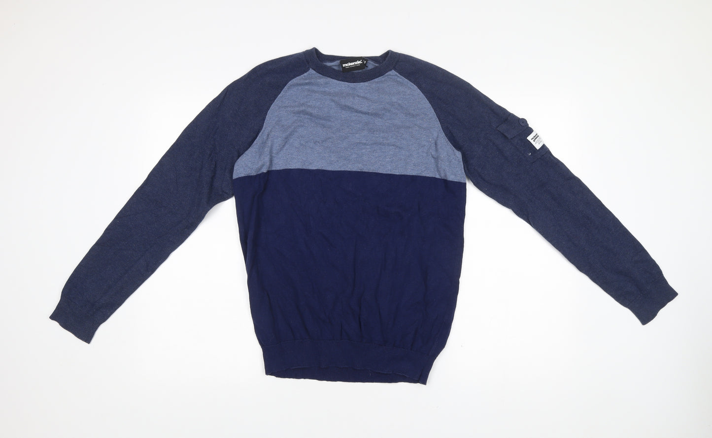 Mckenzie Mens Blue Medium Cotton Crew Neck Pullover Jumper