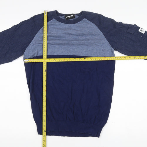 Mckenzie Mens Blue Medium Cotton Crew Neck Pullover Jumper