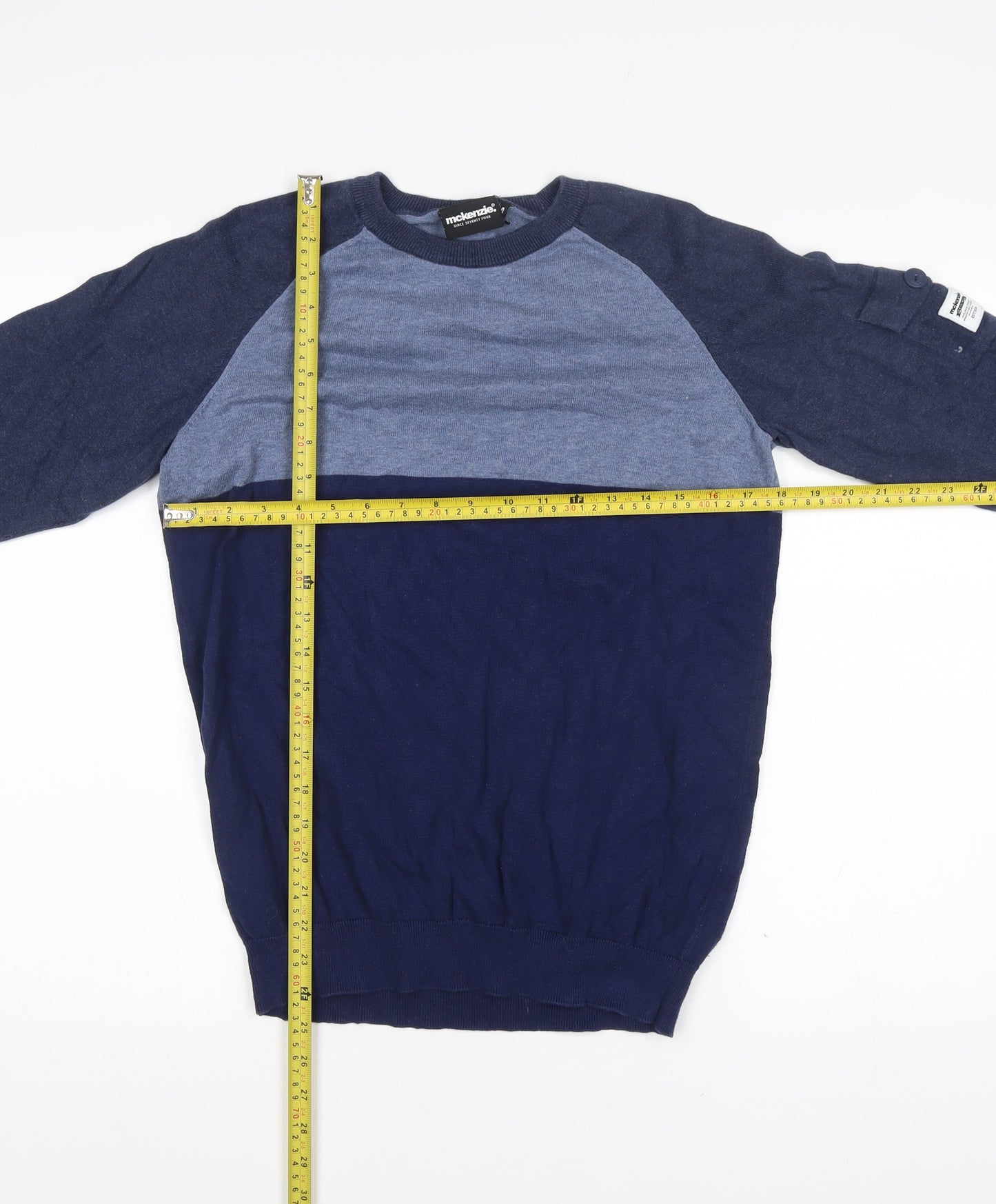 Mckenzie Mens Blue Medium Cotton Crew Neck Pullover Jumper