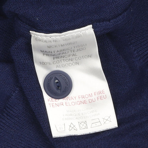 Mckenzie Mens Blue Medium Cotton Crew Neck Pullover Jumper