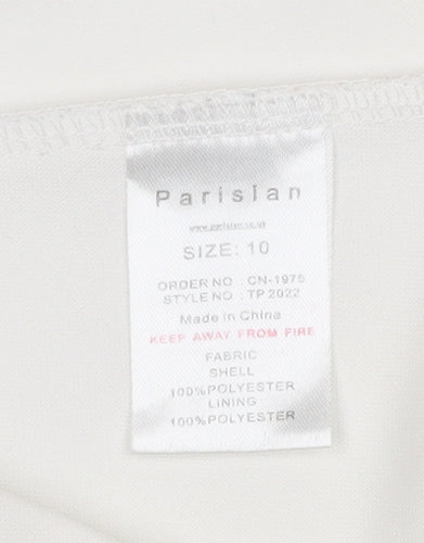 Parisian Womens Ivory Sequin Collar Sleeveless Blouse Size 10