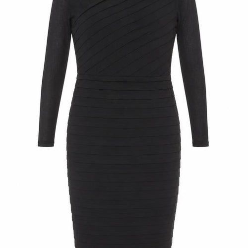 Mint Velvet Women Black Size 10 Bodycon V-Neck Knee Length Dress
