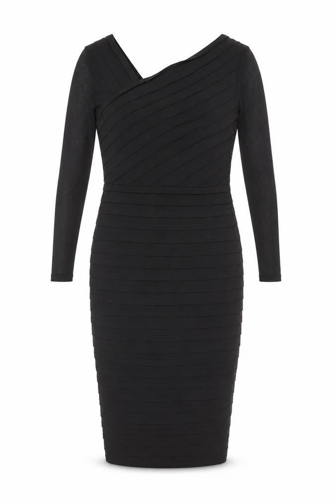 Mint Velvet Women Black Size 10 Bodycon V-Neck Knee Length Dress