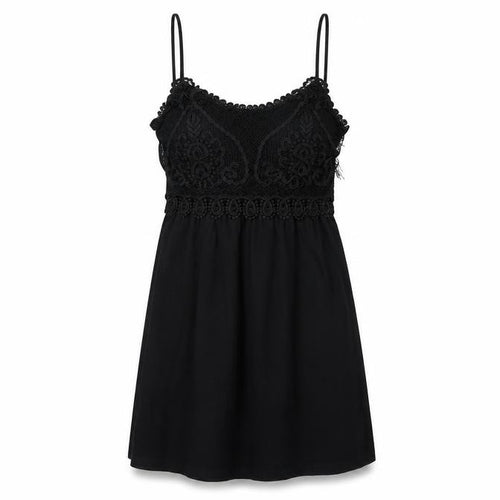Topshop Women’s Black Size 10 Slip Dress Lace Trim Sleeveless Short