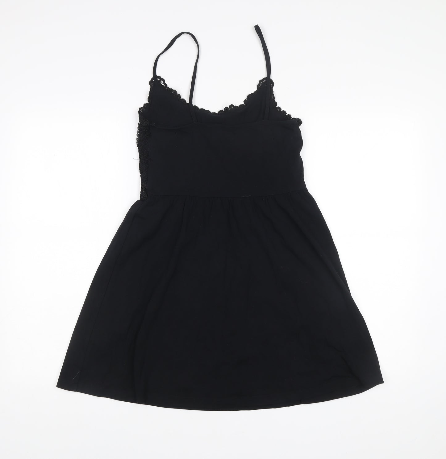 Topshop Women’s Black Size 10 Slip Dress Lace Trim Sleeveless Short