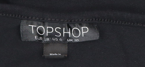 Topshop Women’s Black Size 10 Slip Dress Lace Trim Sleeveless Short
