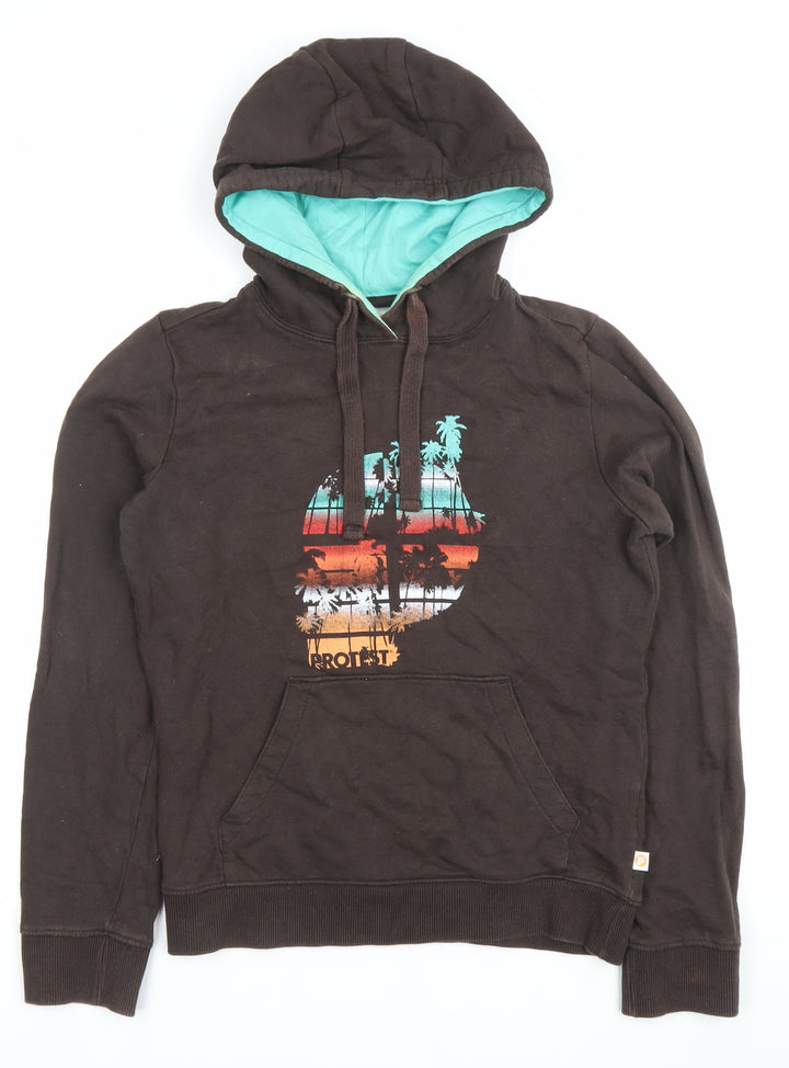 Protest Women’s Brown Pullover Hoodie M Graphic Print Cotton