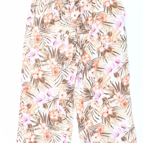 Lands' End Women’s Multicoloured Petite Size 10 High Rise Cropped Linen Trousers