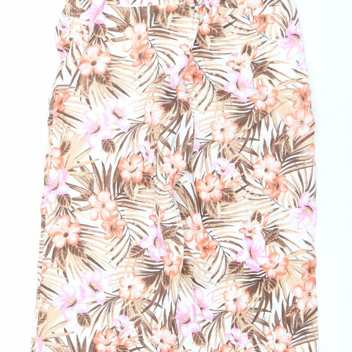Lands' End Women’s Multicoloured Petite Size 10 High Rise Cropped Linen Trousers