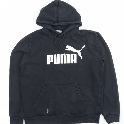 Puma Boys Black Pullover Hoodie M Regular Fit Logo Sportswear