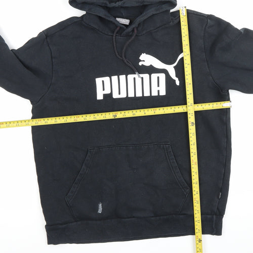 Puma Boys Black Pullover Hoodie M Regular Fit Logo Sportswear