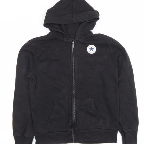 Converse Boys Black Full Zip Hoodie 12-13 Years Logo Fleece Lined