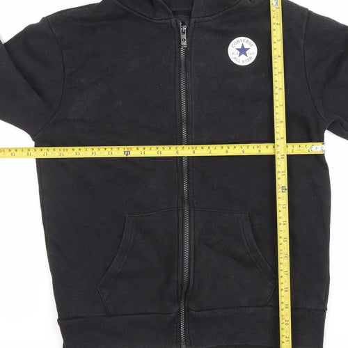 Converse Boys Black Full Zip Hoodie 12-13 Years Logo Fleece Lined