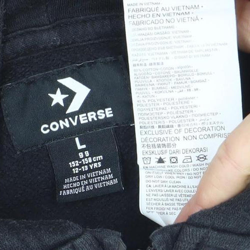 Converse Boys Black Full Zip Hoodie 12-13 Years Logo Fleece Lined