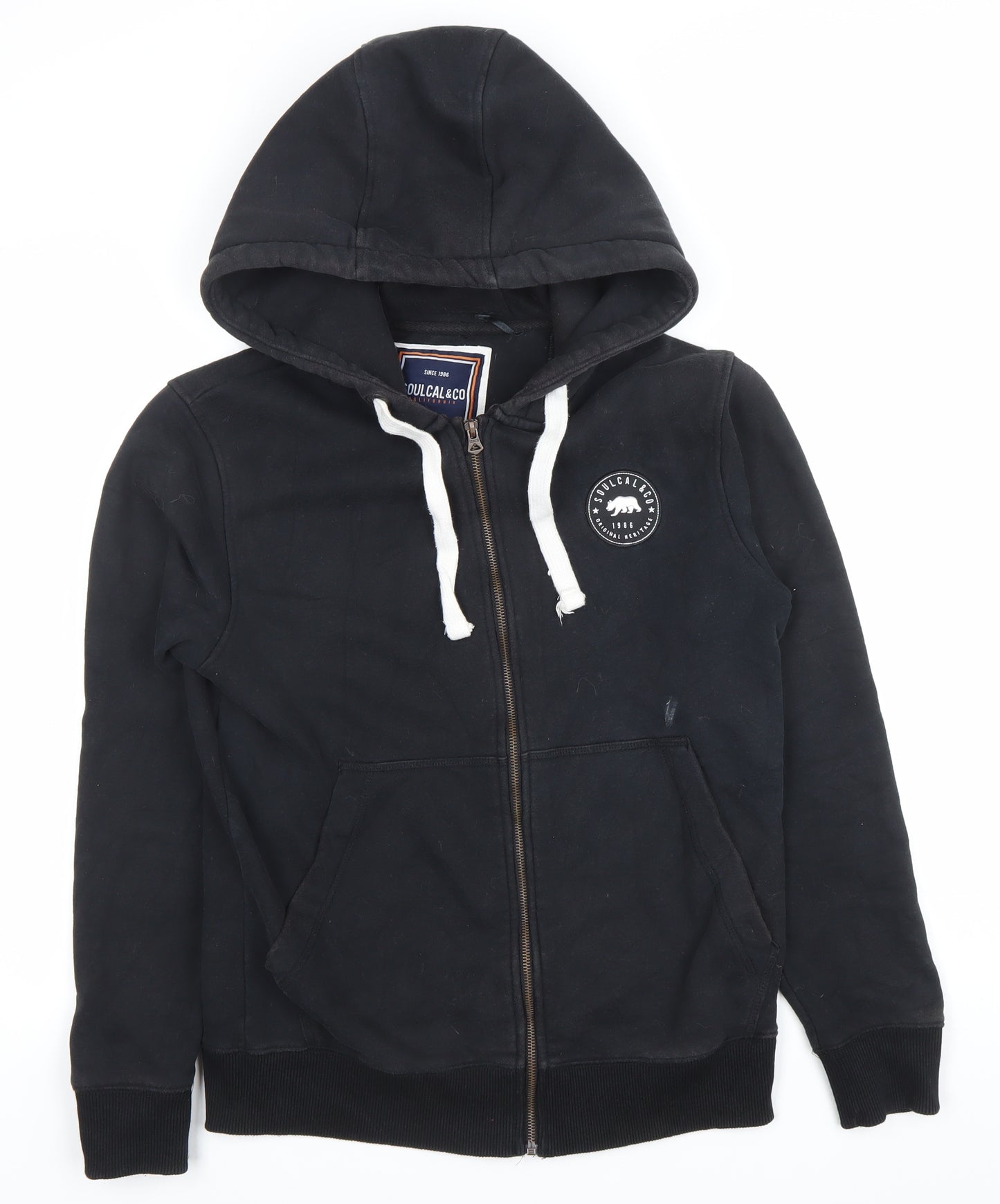 SoulCal&Co Unisex Black Full Zip Hoodie Size M Cotton Blend