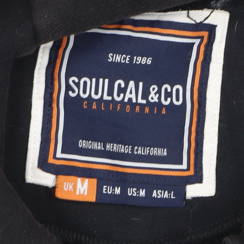 SoulCal&Co Unisex Black Full Zip Hoodie Size M Cotton Blend