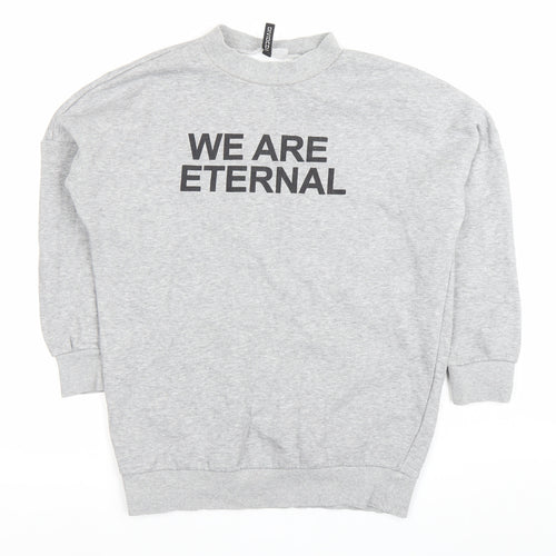 H&M Women’s Grey Pullover Sweatshirt Size 8 Graphic Print