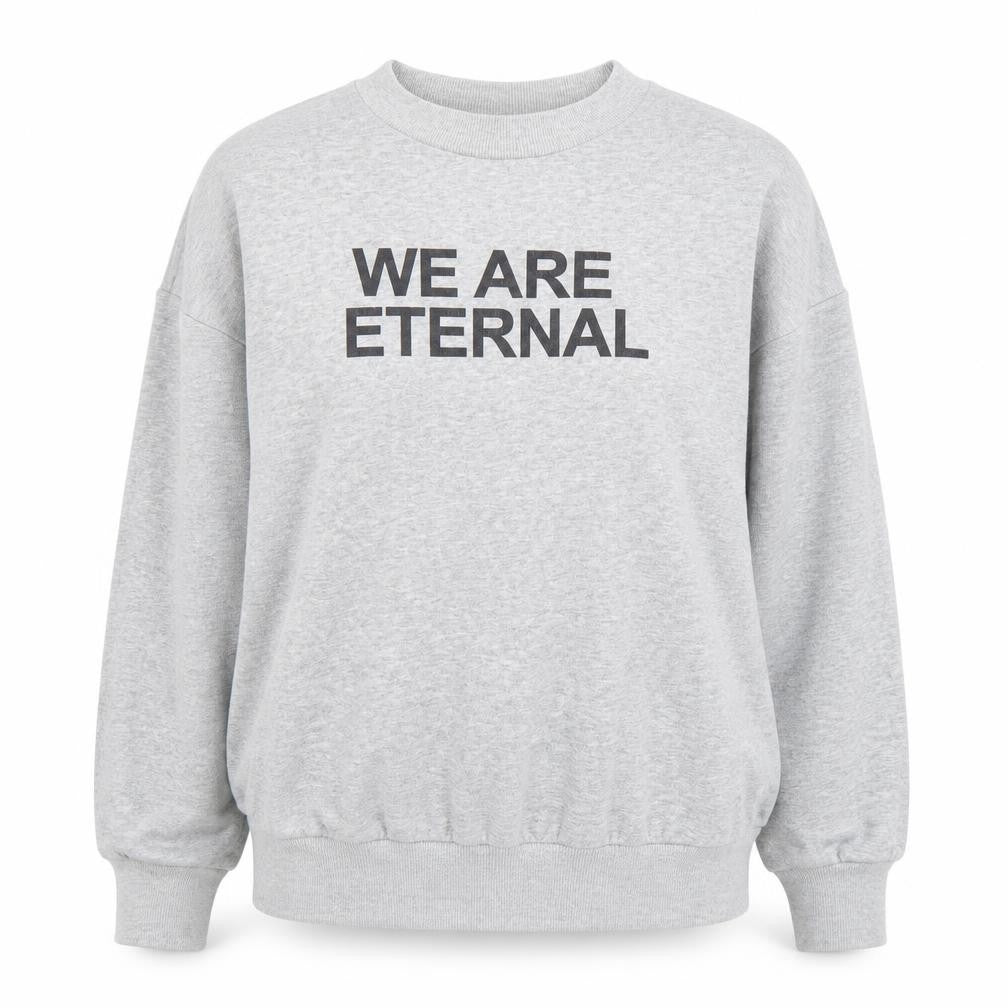 Front view of H&M Women’s Grey Pullover Sweatshirt, size UK 8, Graphic Print