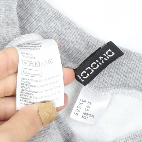H&M Women’s Grey Pullover Sweatshirt Size 8 Graphic Print