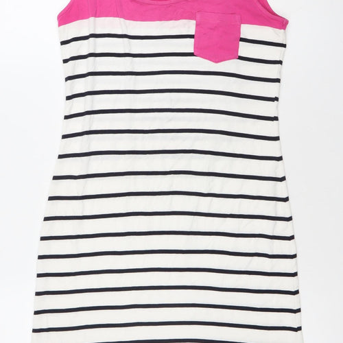 Crew Clothing Women’s Pink White Black Striped Tank Dress Size 6