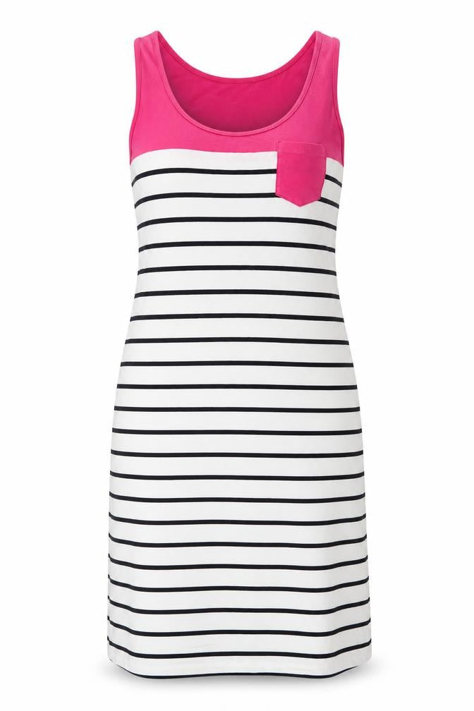 Crew Clothing Women’s Pink White Black Striped Tank Dress Size 6