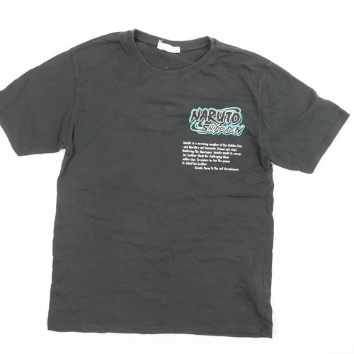 Naruto Boys Black 10 Years Sasuke Anime Graphic Cotton T-Shirt