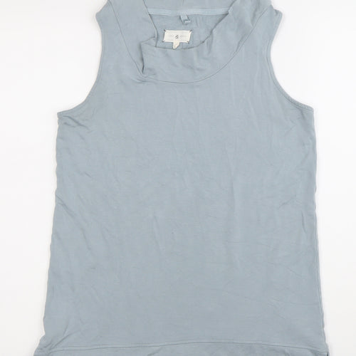 Lou & Grey Womens Blue Sleeveless Cowl Neck Tank Top Size S