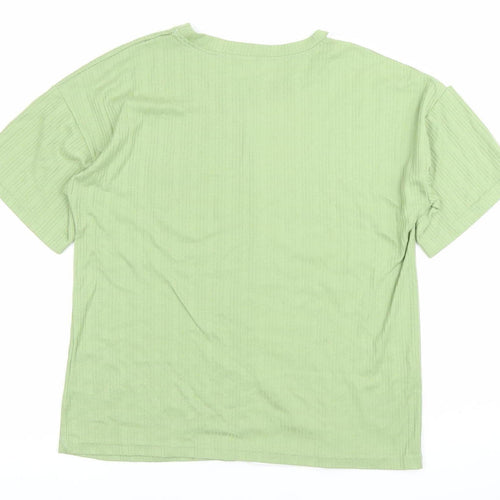 Women’s Green White Avocado Print XL Cotton Short Sleeve T-Shirt