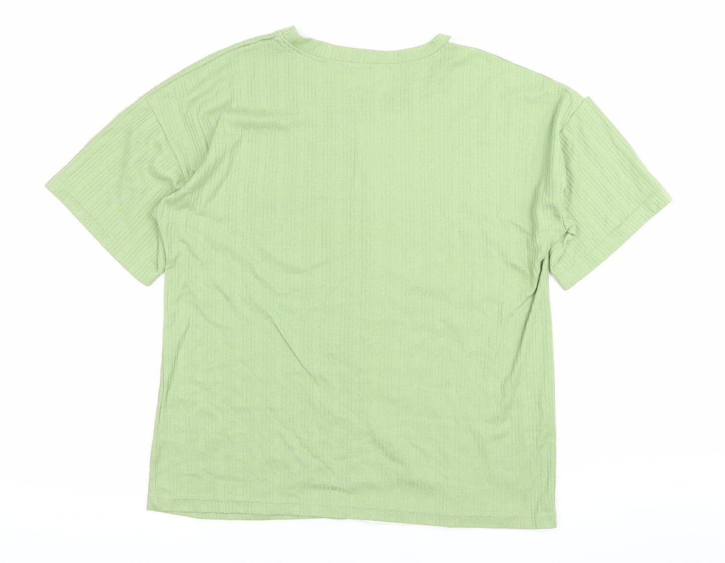 Women’s Green White Avocado Print XL Cotton Short Sleeve T-Shirt