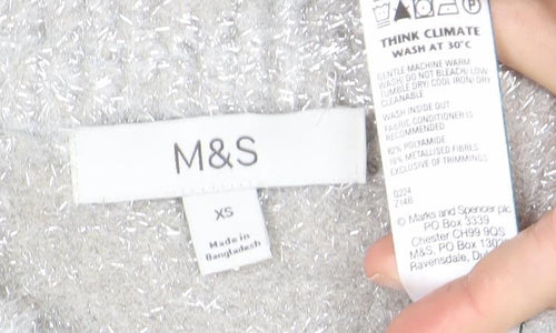 Marks and Spencer Womens Grey XS Crew Neck Knit Pullover Jumper
