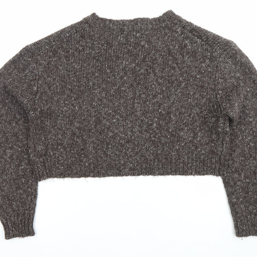 Zara Women’s Brown Chunky Knit V-Neck Jumper Size 8
