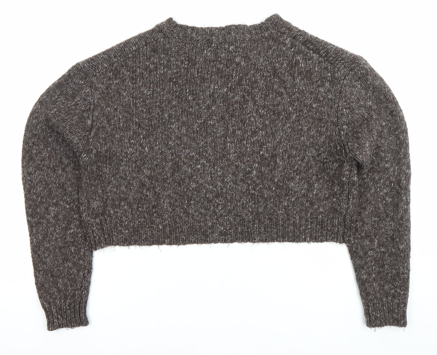 Zara Women’s Brown Chunky Knit V-Neck Jumper Size 8