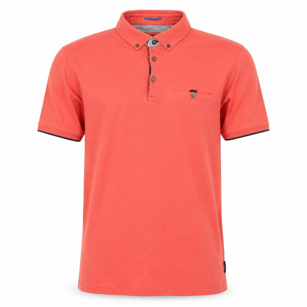 Ted Baker Men’s Red Cotton Polo Shirt Size M Button-Down Collar