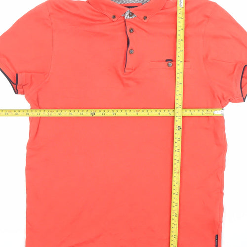 Ted Baker Men’s Red Cotton Polo Shirt Size M Button-Down Collar