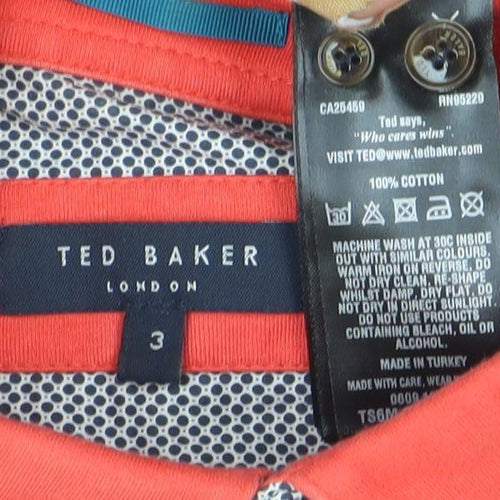 Ted Baker Men’s Red Cotton Polo Shirt Size M Button-Down Collar