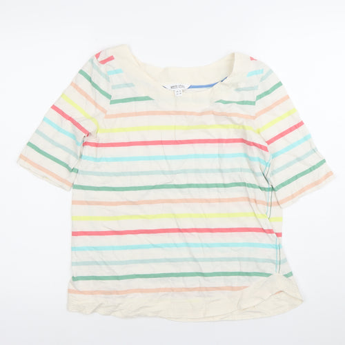 White Stuff Womens Multicoloured Striped Cotton T-Shirt UK 10