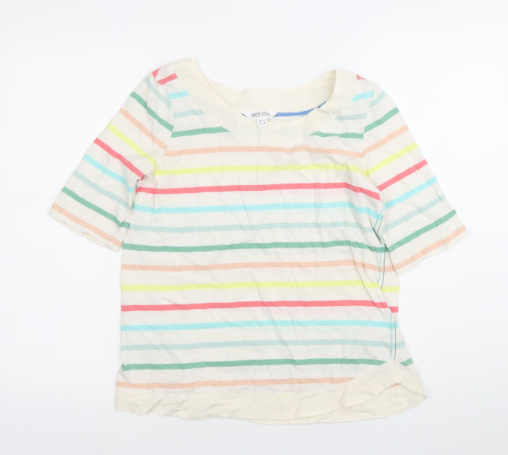 White Stuff Womens Multicoloured Striped Cotton T-Shirt UK 10
