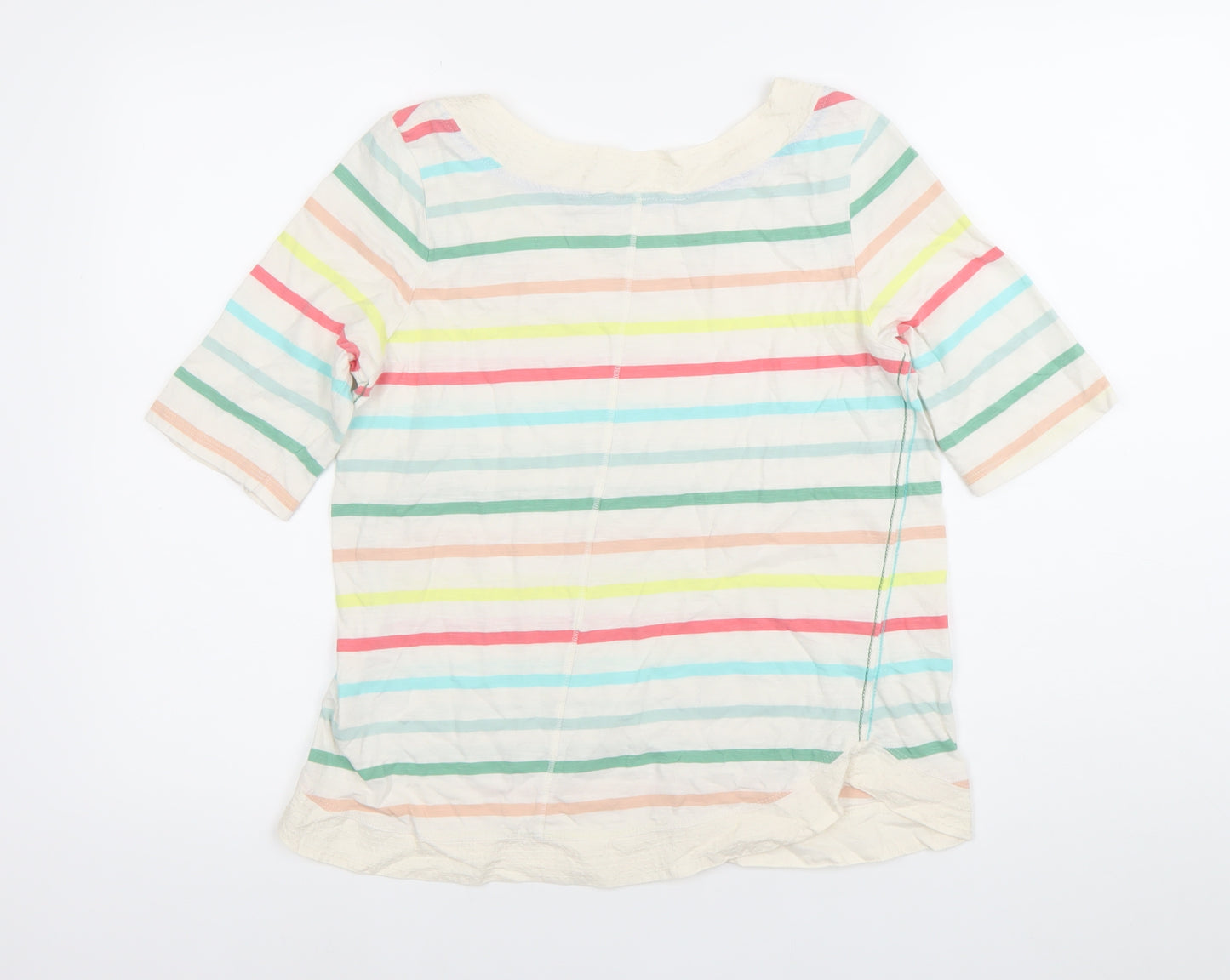 White Stuff Womens Multicoloured Striped Cotton T-Shirt UK 10