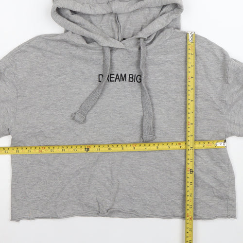 H&M Divided Womens Grey Cropped Hooded T-Shirt XS Casual Relaxed