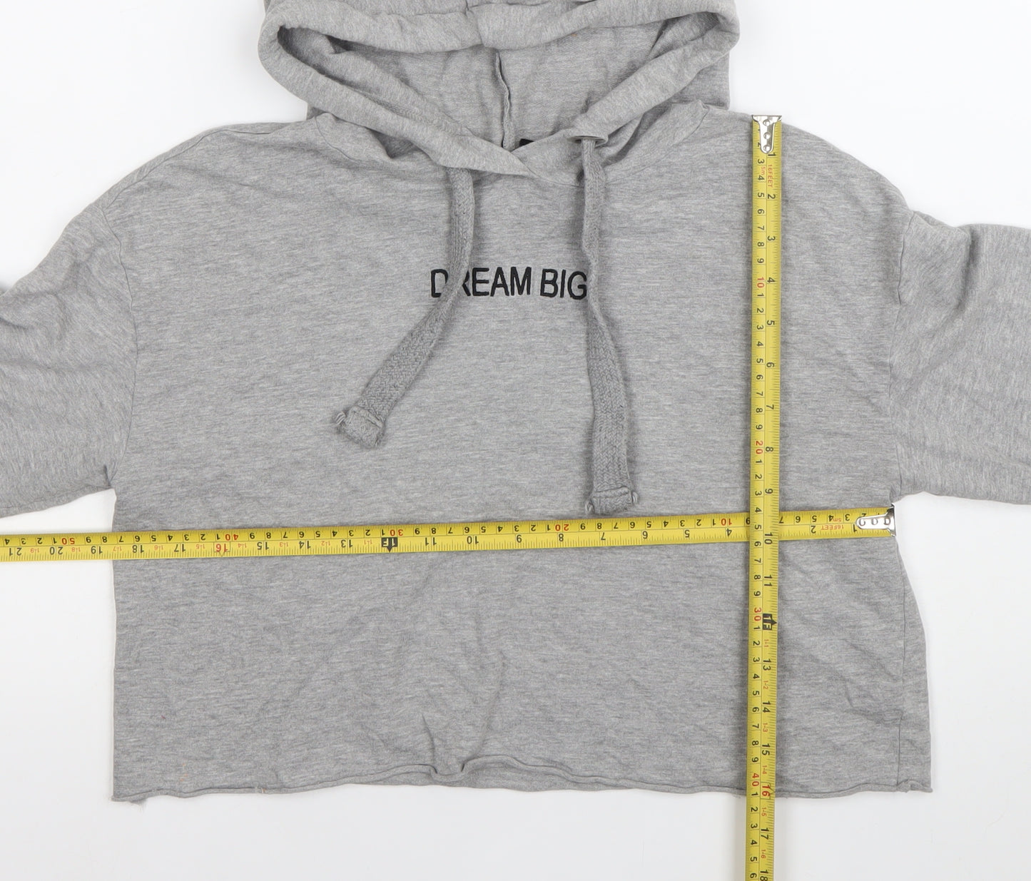 H&M Divided Womens Grey Cropped Hooded T-Shirt XS Casual Relaxed