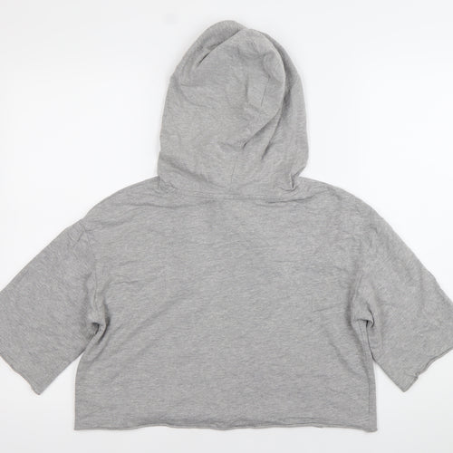 H&M Divided Womens Grey Cropped Hooded T-Shirt XS Casual Relaxed