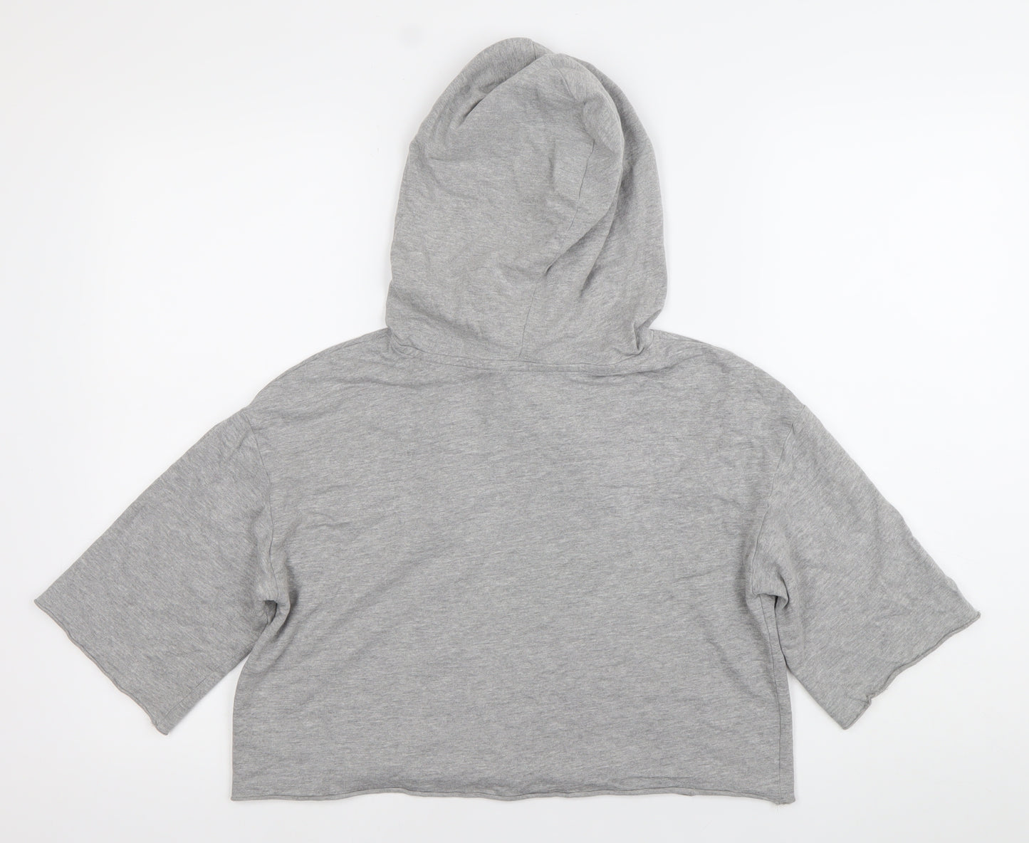 H&M Divided Womens Grey Cropped Hooded T-Shirt XS Casual Relaxed