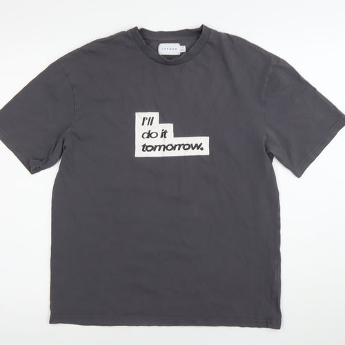 Topman Men’s Grey XS Graphic Crew Neck Short Sleeve T-Shirt