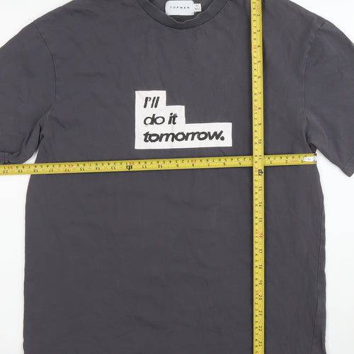 Topman Men’s Grey XS Graphic Crew Neck Short Sleeve T-Shirt