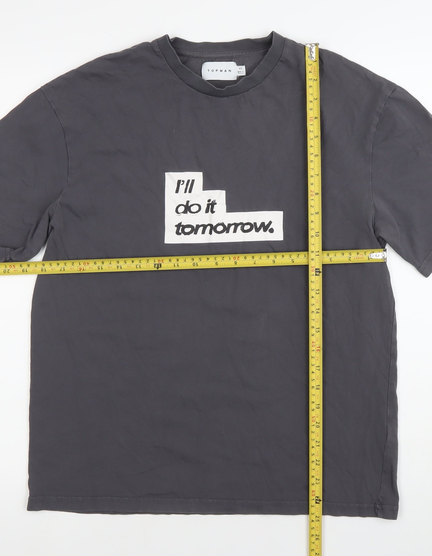 Topman Men’s Grey XS Graphic Crew Neck Short Sleeve T-Shirt